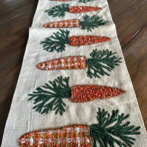 Pier 1 Easter Carrots for the Bunny Beaded on Burlap Table Runner